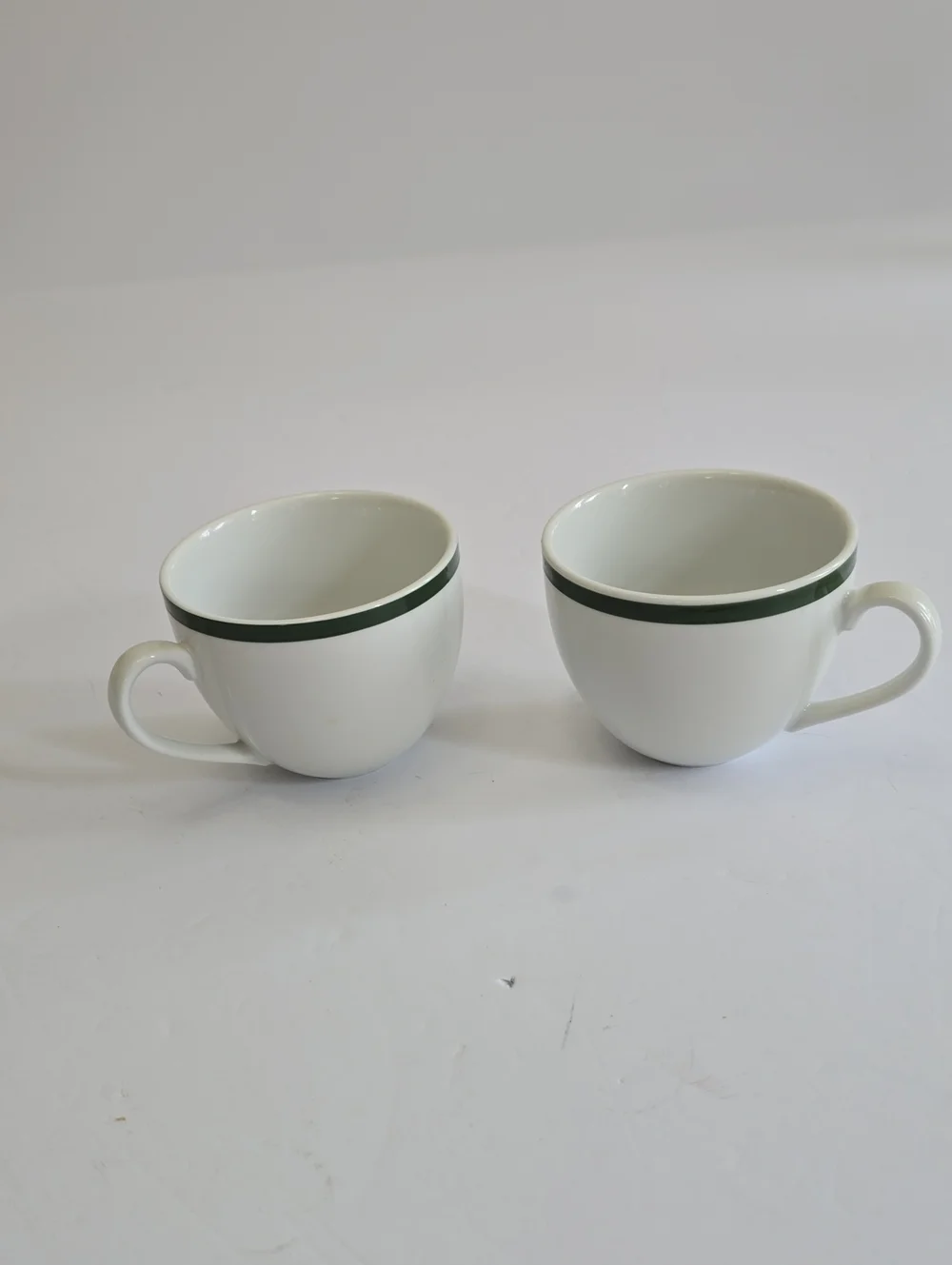 Williams Sonoma Set Of 2 Brasserie Coffee Cups White Green Band Japan